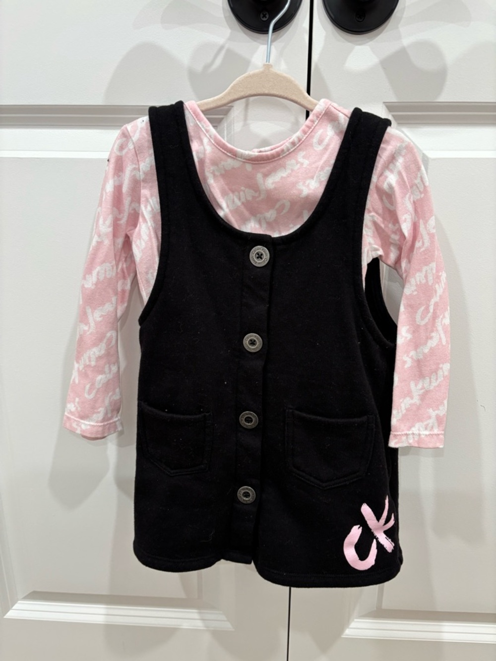 Calvin Klein Jeans Black Dress with Pink Trim